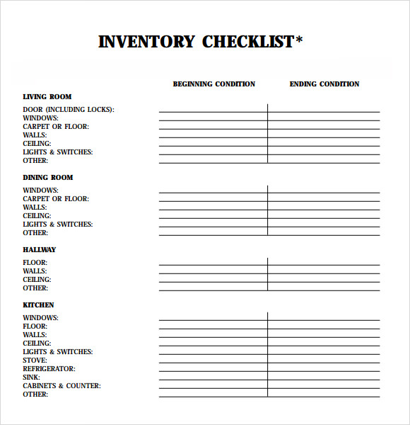 Landlord Inventory Templates 10 Free Printable Excel And Pdf Formats