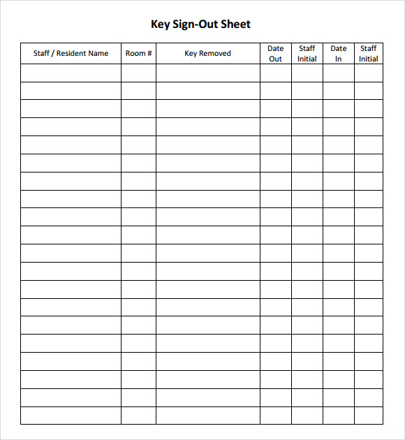 Sign Out Sheet Template Excel