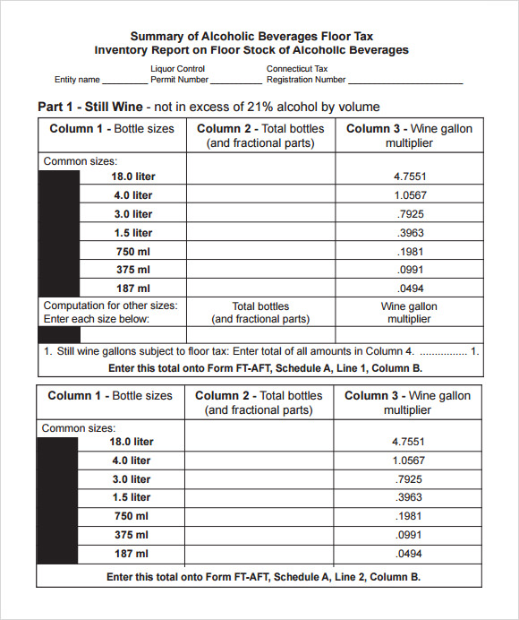 liquor inventory report template