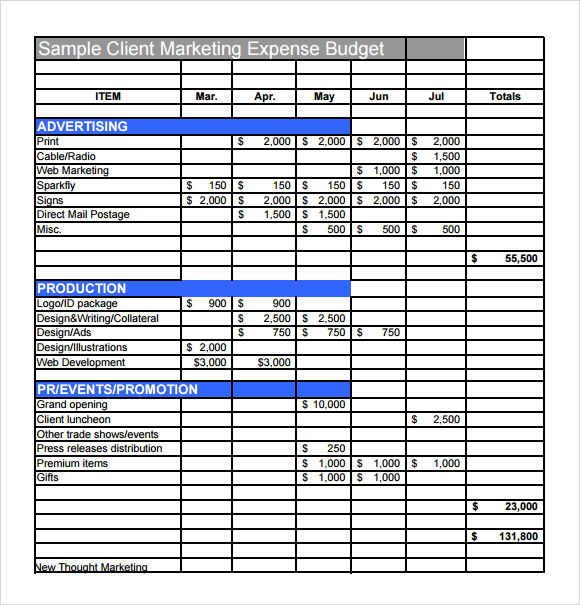 Sample Marketing Budget Templates To Download Sample Templates