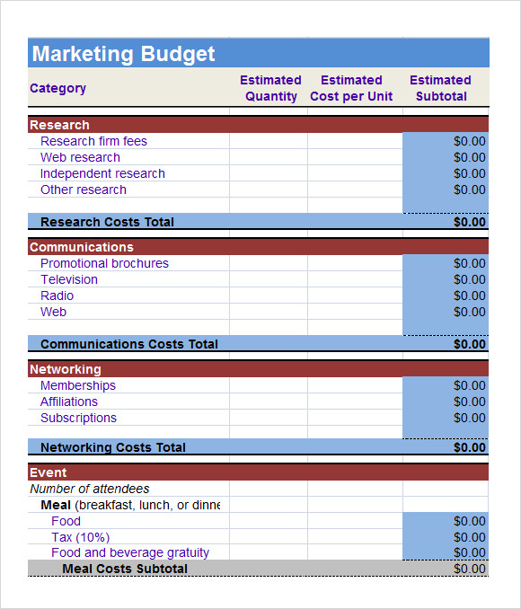 marketing plan and budget template