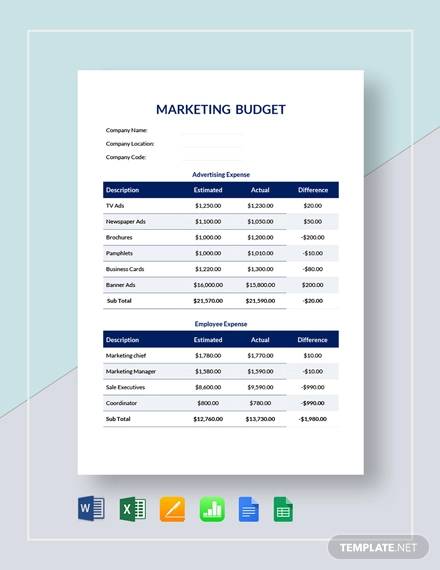 FREE Marketing Budget Samples In Google Docs Google Sheets Excel MS Word Numbers