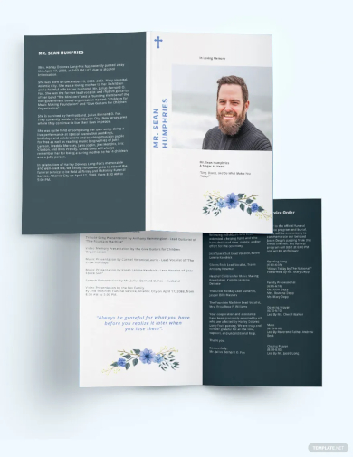 modern funeral program bi fold brochure template