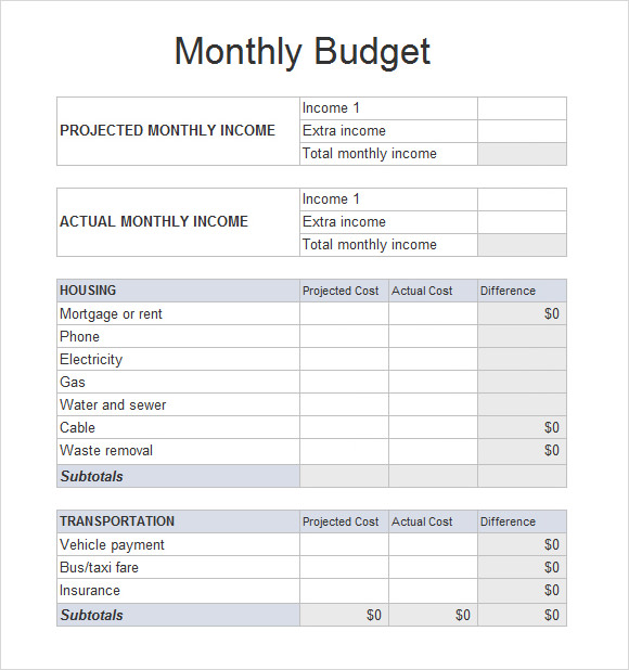 microsoft excel household budget template