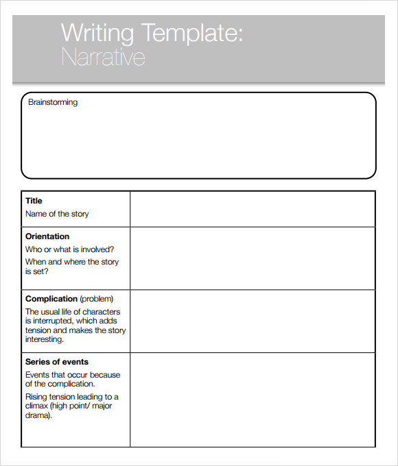 narrative writing template