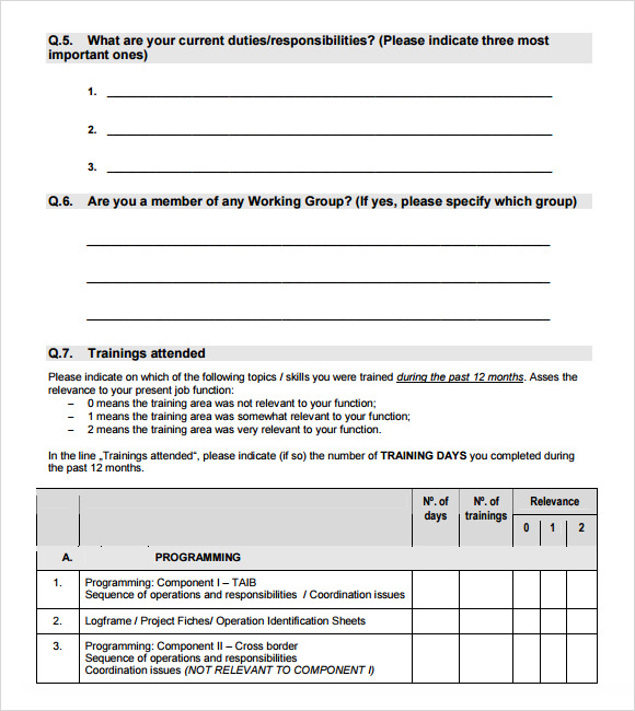 needs assessment questionnaire template