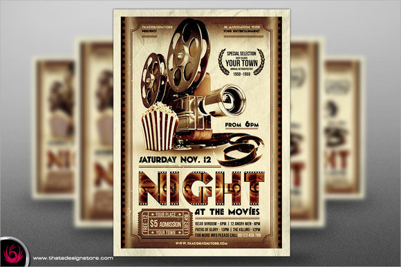 night at the movie ticket template