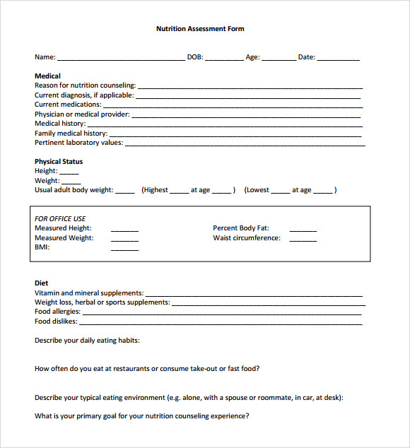 7 Sample Health Assessments Sample Templates