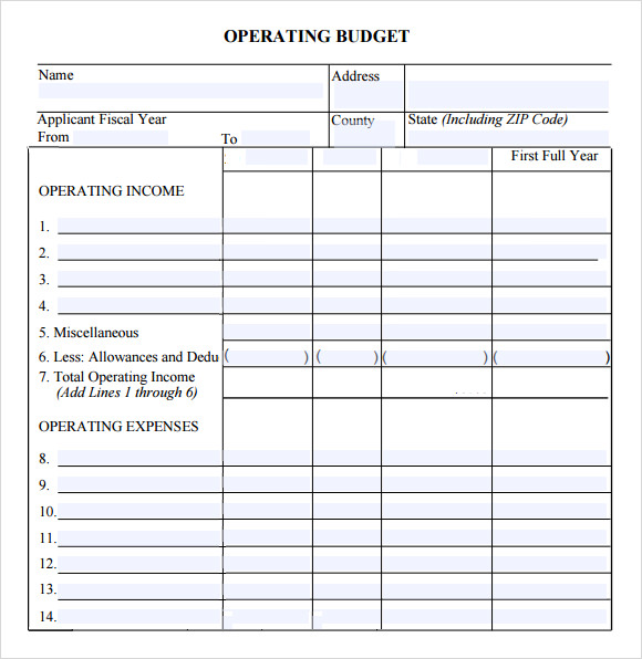 Operational Budget Template