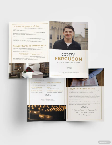 order of service funeral program bi fold brochure template