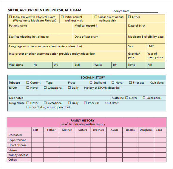 physical examination template