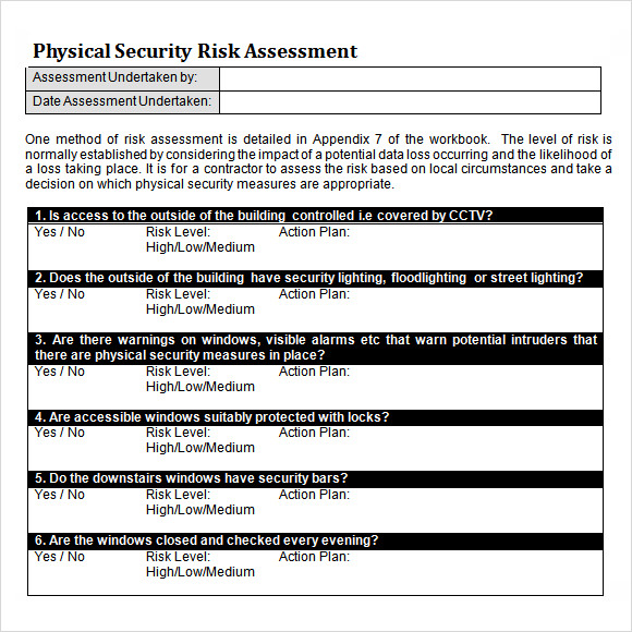 Physical Security Risk Analysis Template