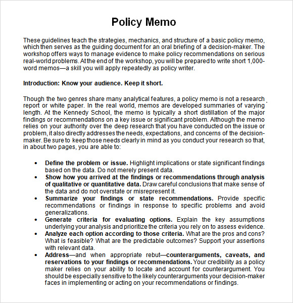 FREE 14+ Sample Policy Memos in Google Docs MS Word Pages PDF