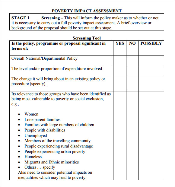 9  Sample Impact Assessment Templates  Sample Templates