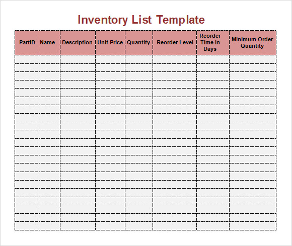 FREE 9 Inventory List Templates In MS Word Excel PDF