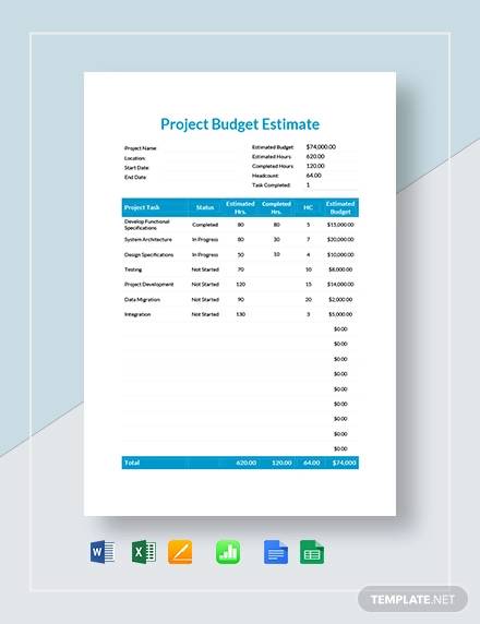 project budget estimate template