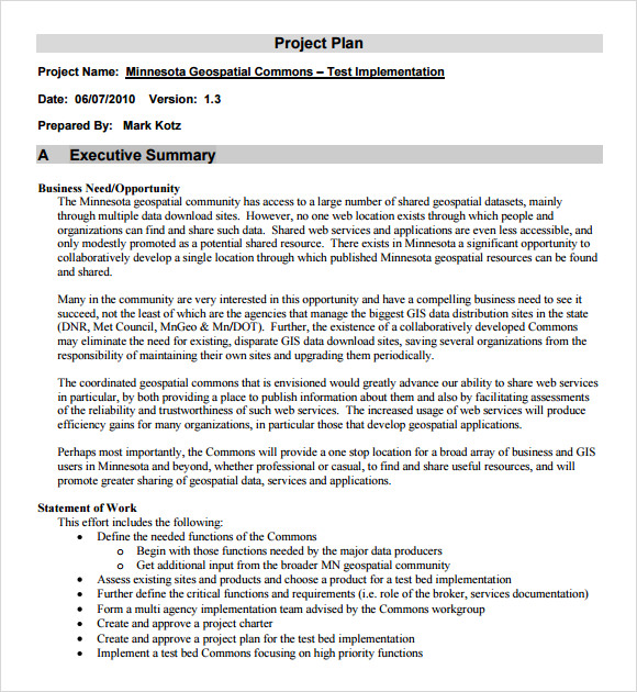 project plan template