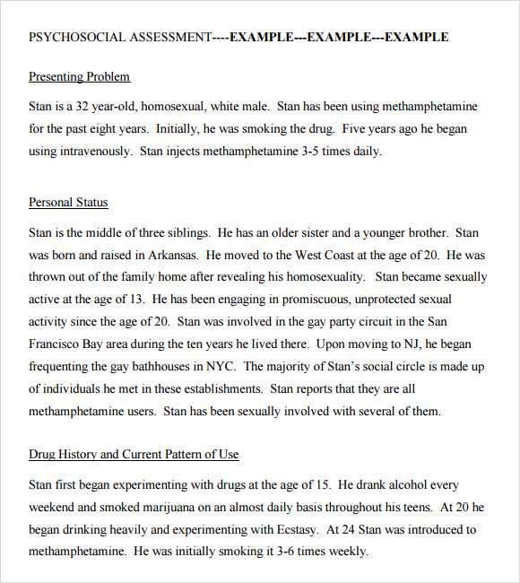 psychosocial assessment example