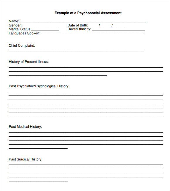 psychosocial assessment template free