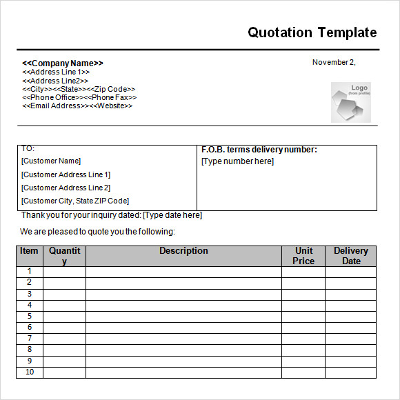 FREE 68+ Quotation Templates in Google Docs MS Word Pages PDF