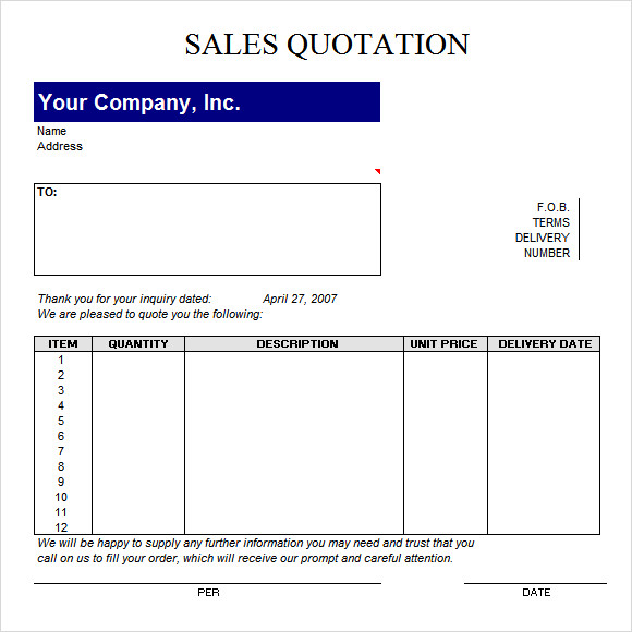 Quotation Template - 42+ Documents in PDF, Word, Excel