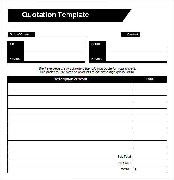 quotation template word