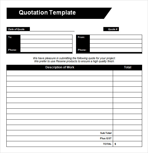 FREE 68  Quotation Templates in Google Docs MS Word Pages PDF