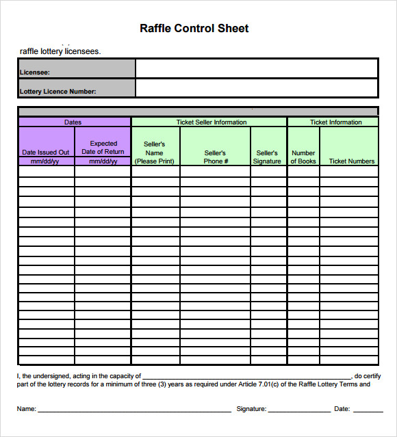 raffle control sheet template