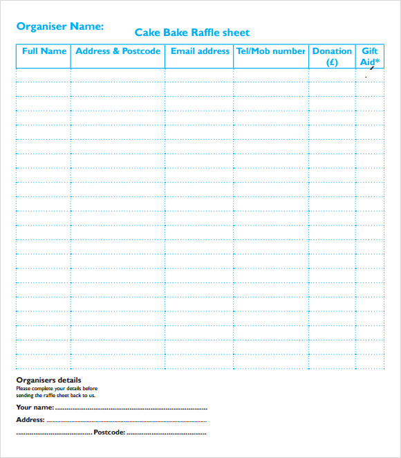 FREE 10 Sample Raffle Sheet Templates In PDF MS Word Excel Pages
