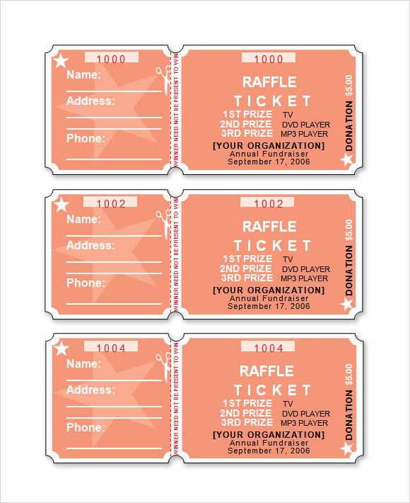 raffle ticket template word