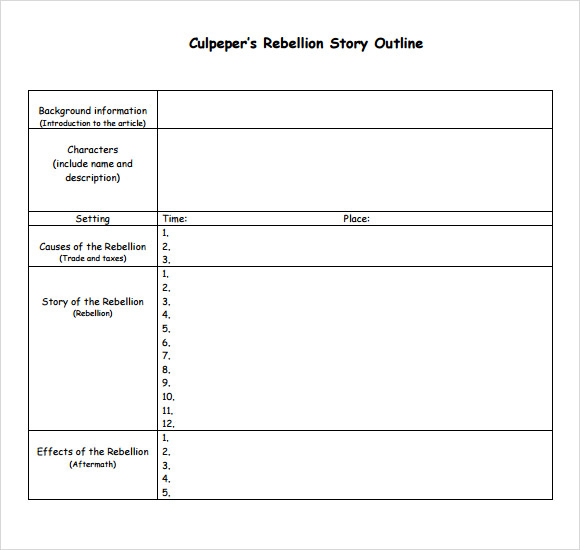 rebellion story outline template