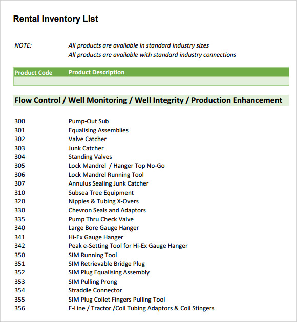 rental home inventory checklist