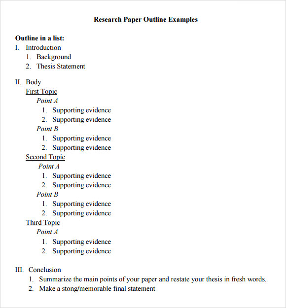 sample outlines for a research paper