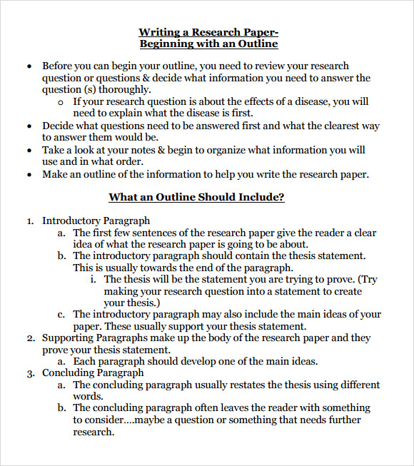 types of outlines for research papers