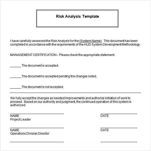 risk analysis template word