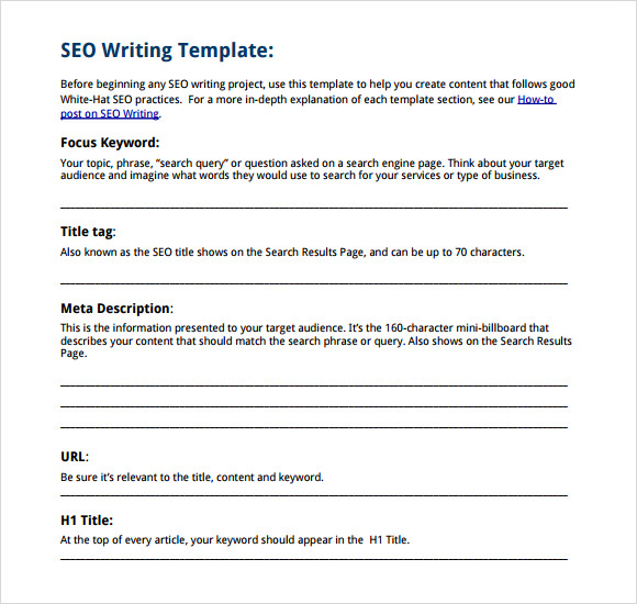 seo writing template