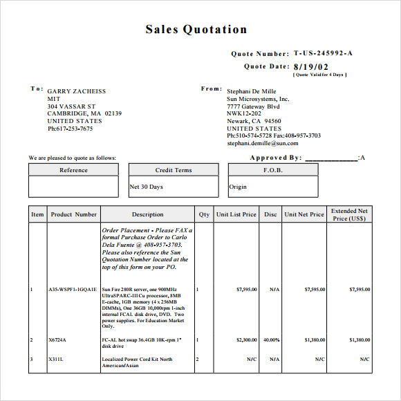 sales quotation template