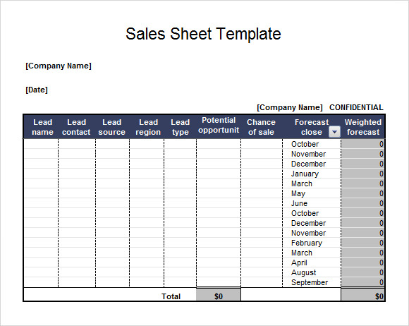 sales sheet template excel1