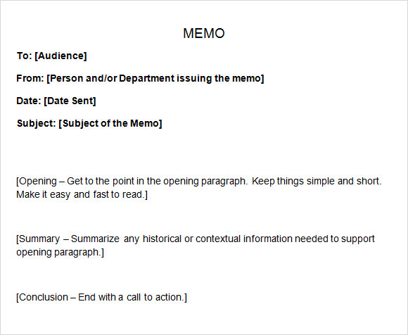 sample memo letter format