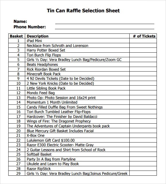 free-10-raffle-sheet-samples-templates