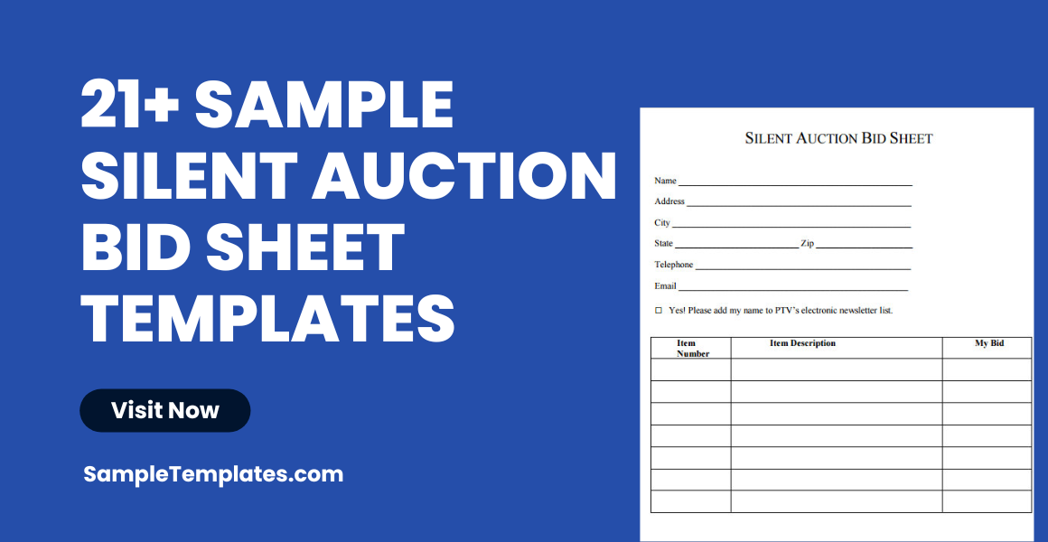 sample silent auction bid sheet template