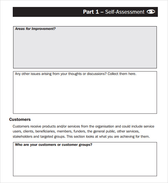 self assessment template pdf