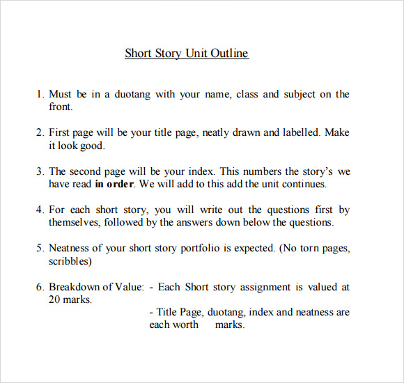 short story unit outline template