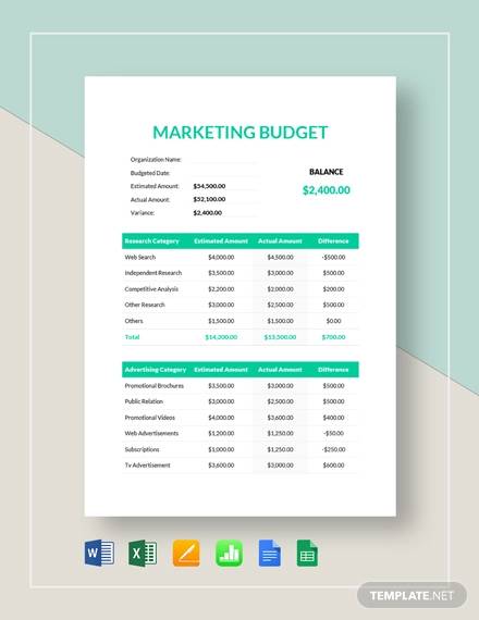 simple marketing budget template
