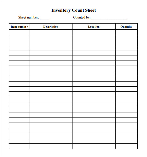 stock inventory control sheet template