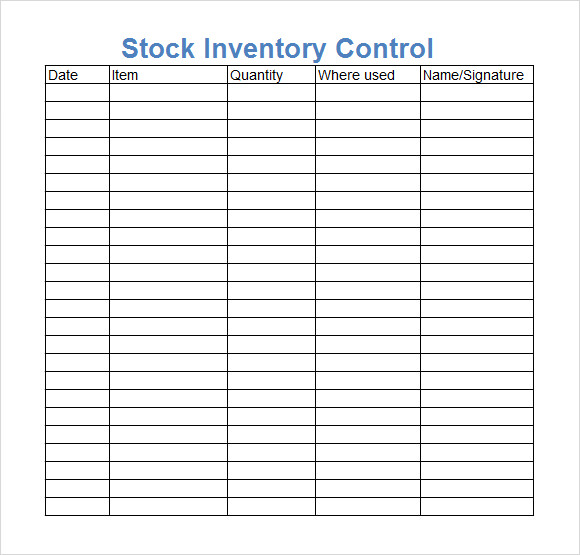 stock inventory control template