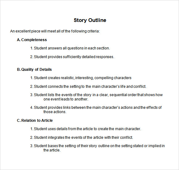 story outline template word