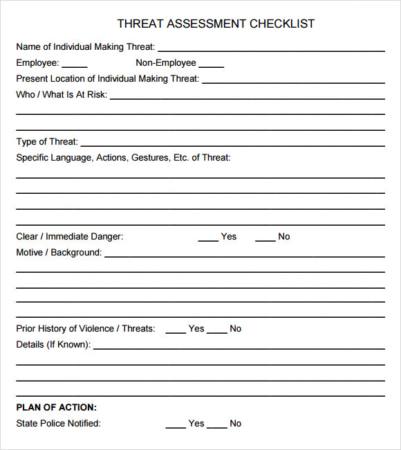 10 Sample Threat Assessments Sample Templates