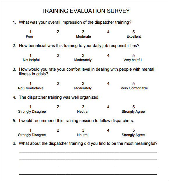 Evaluation Survey Template | TUTORE.ORG - Master of Documents