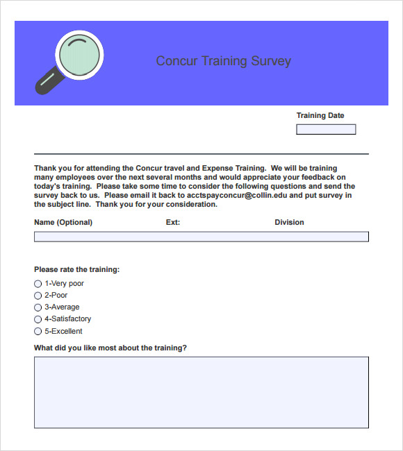 training survey form
